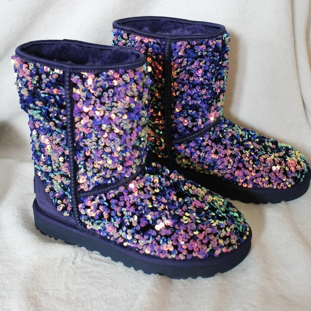 NEW WOMEN'S STELLAR SEQUIN RARE BLUE BOOTS